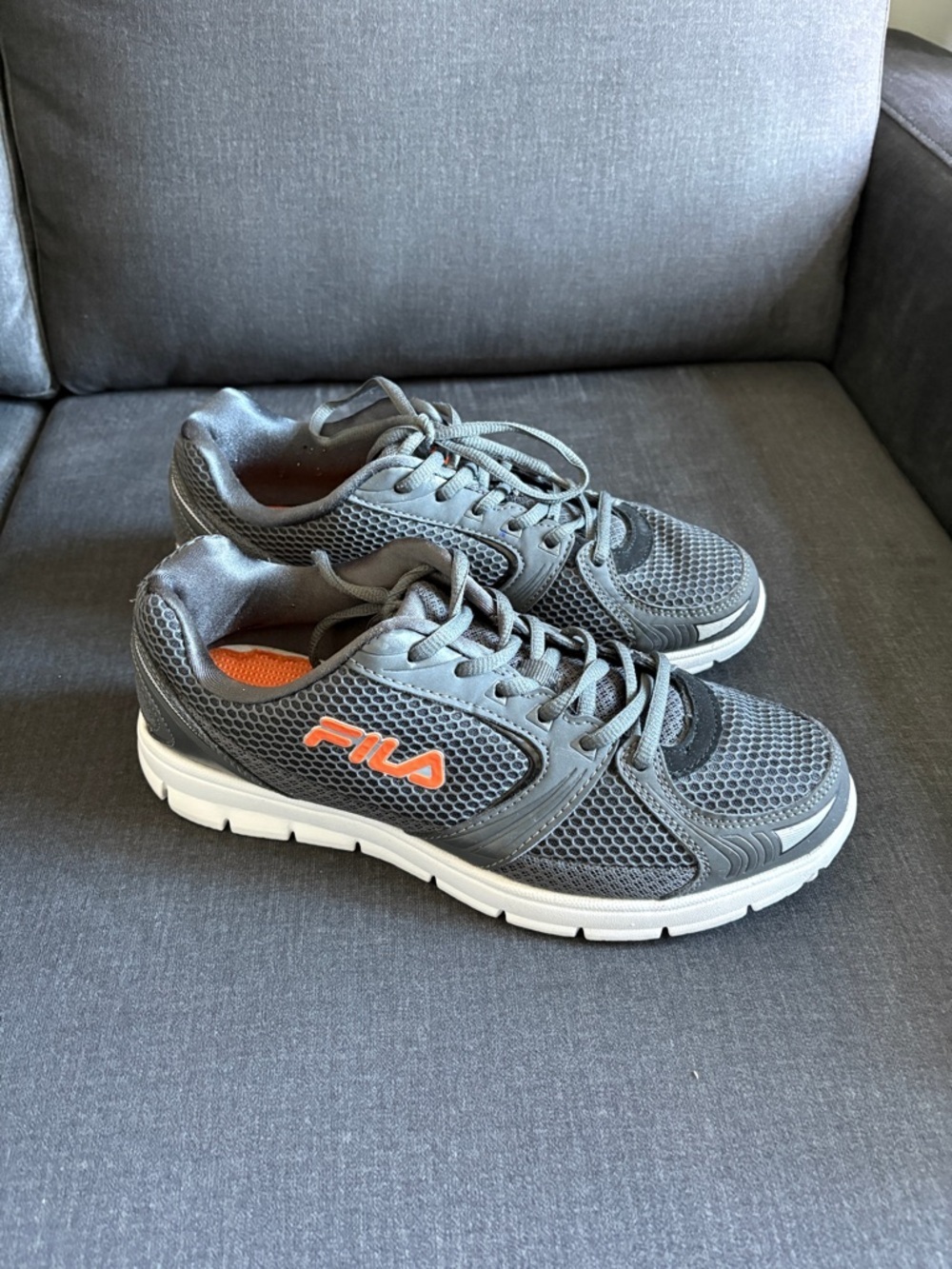 FILA Gray Mesh Men's Athletic Sneakers with Orange Logo